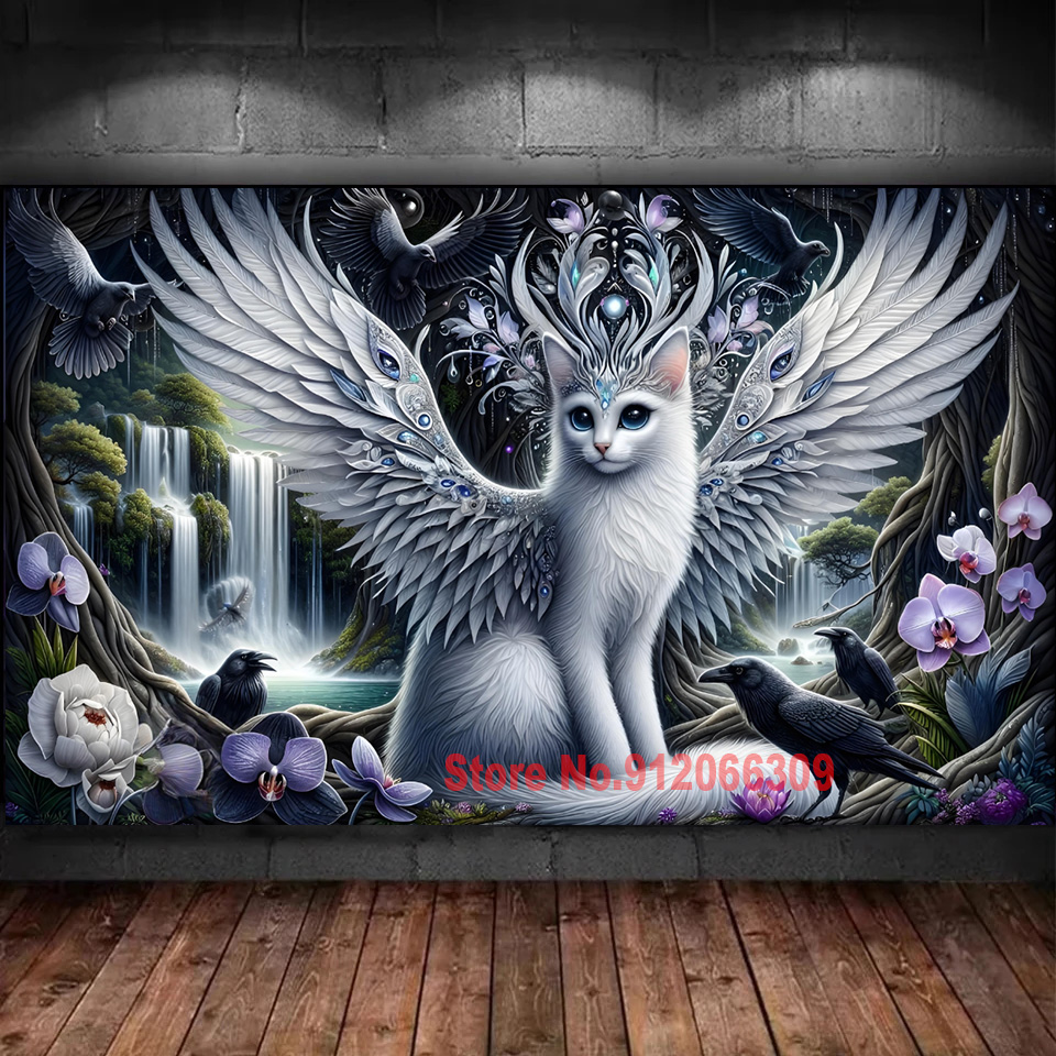 Art And Craft Jungle - Prachtige levendige jungle witte vleugels kat