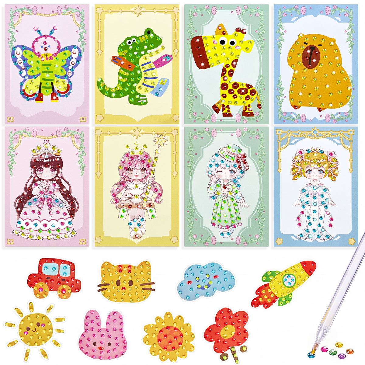 Art Craft Animals - 16-delige Gem Kit DIY knutselset, makkelijk