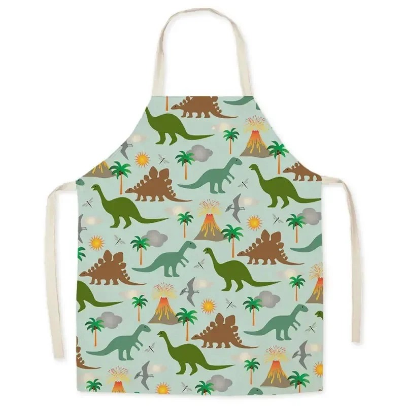 Art And Craft Jungle - Schattige jungle dinosaurus bloemenprint schort mouwloos
