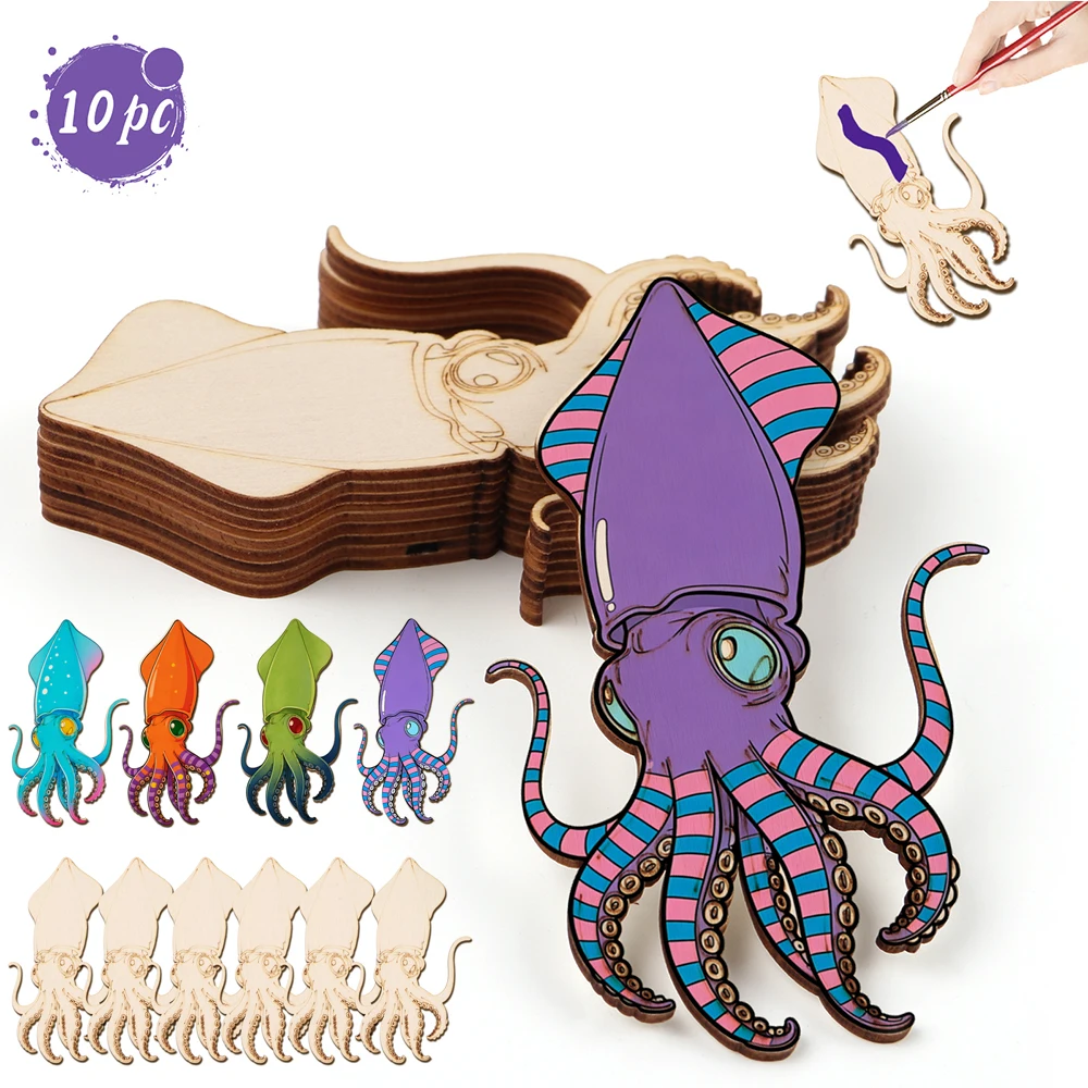 Art Craft Animals - 10 stks/set Onvoltooide Houten Ambachtelijke Octopus