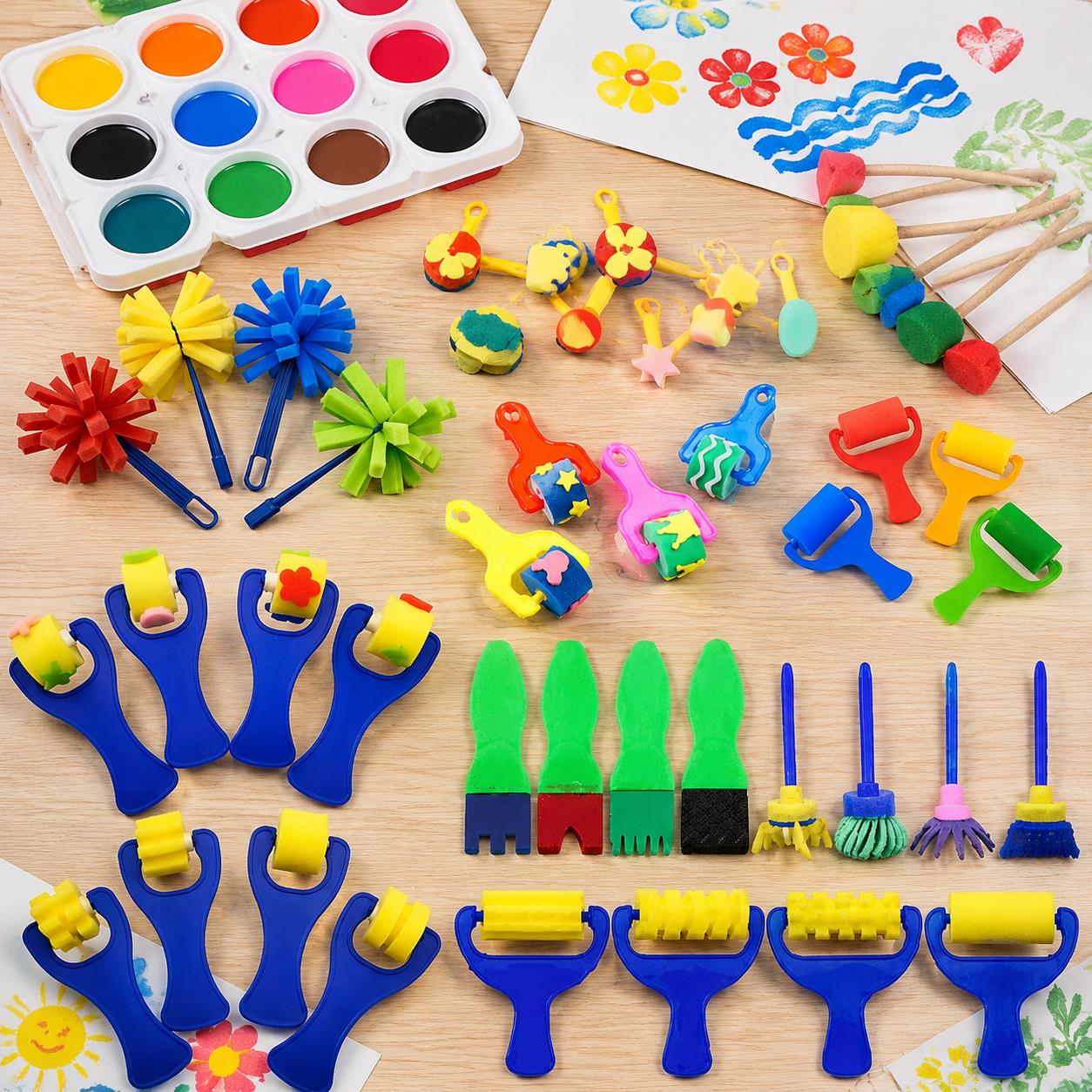Art Craft Workshop - Bulkverf spons- en penseelbundel – 12/22/30/48