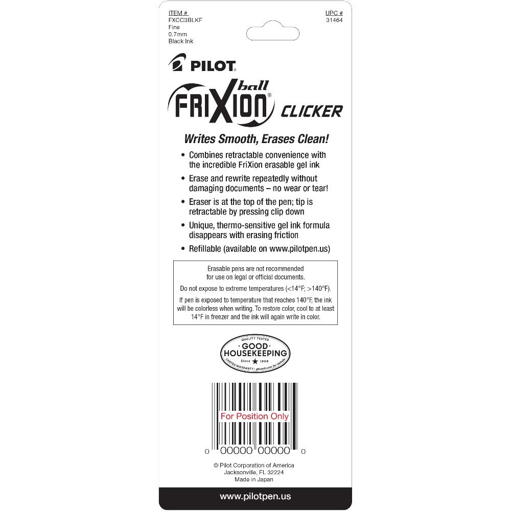 Pilot Frixion Clicker uitwisba - Pilot Pen Frixion recensie en prijs