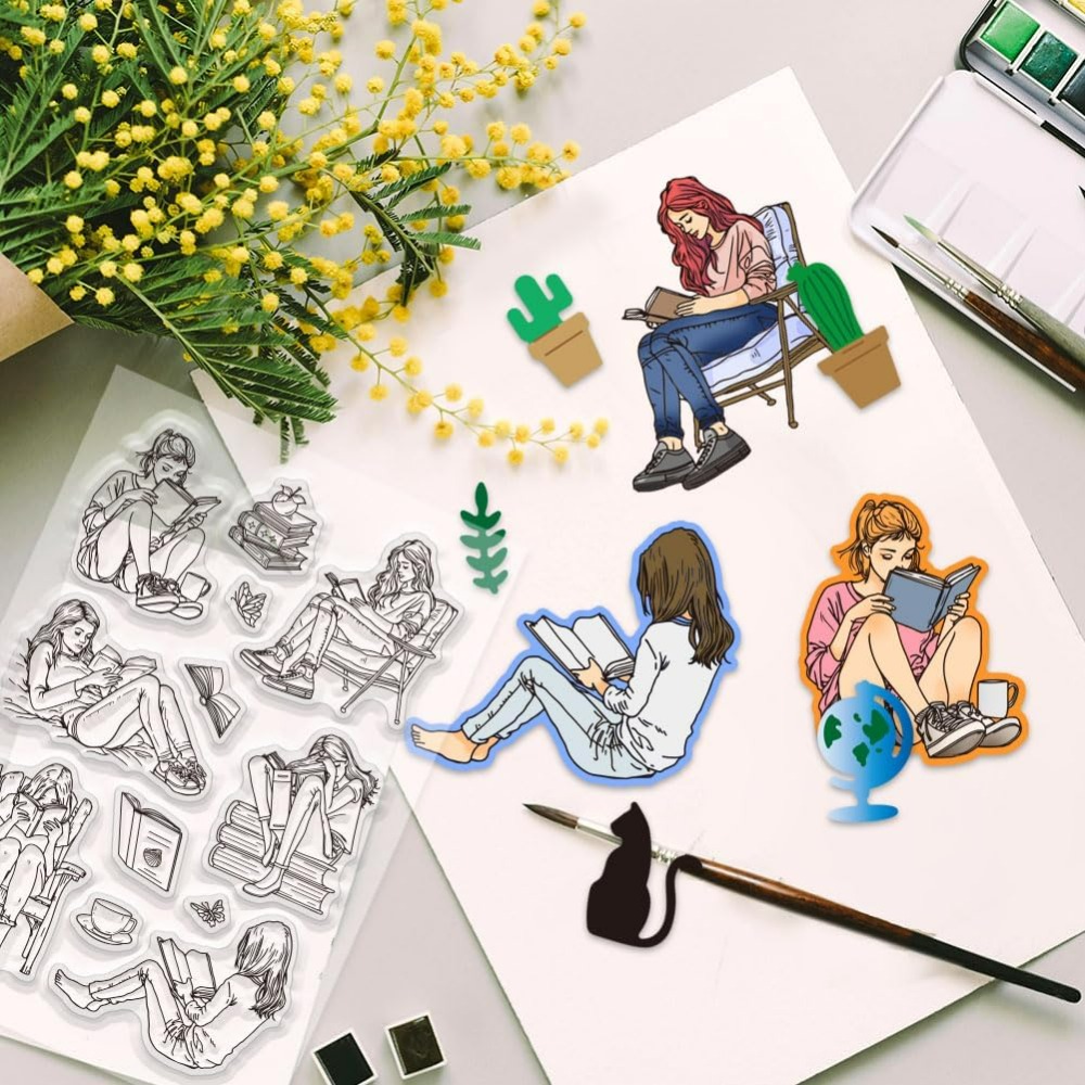 Dame en boeken Duidelijke stem - Rubber Stamp Blank recensie en prijs