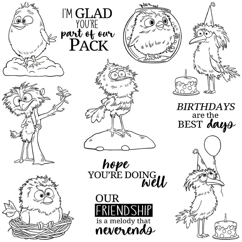Grappige geanimeerde vogels sn - Rubber Stamp Blank recensie en prijs