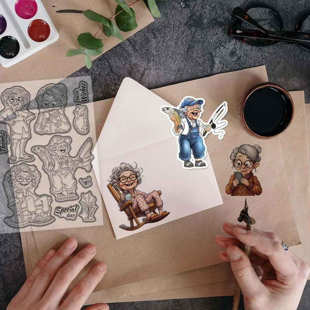 Lachende oude dame duidelijke  - Rubber Stamp Blank recensie en prijs