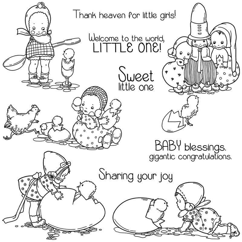 Schattige baby's en eierkuiken - Rubber Stamp Blank recensie en prijs